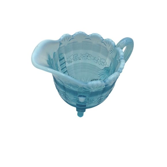 Northwood Fluted Scrolls Glass Creamer Blue Opalescent Early American Pattern - Picture 7 of 7
